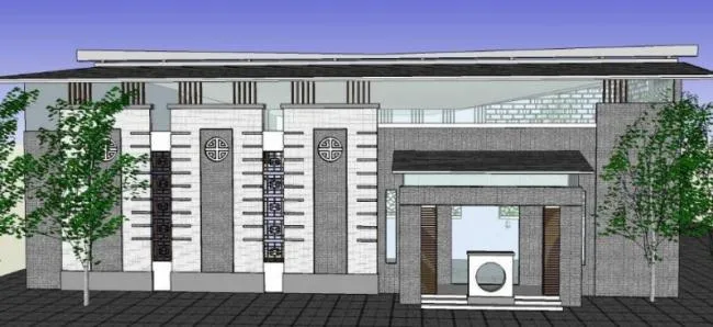 Sketchup商业模型|低层餐厅，现代中式风格