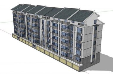 Sketchup住宅模型|多层住宅，顶层复式，底层商业，中式风格-BIM建筑网