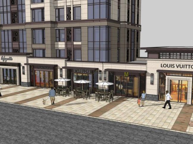 Sketchup商业模型|底层商业街，现代风格