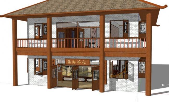 Sketchup古建筑模型|多层茶楼，古建，中式风格