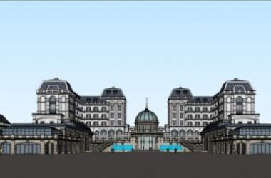 Sketchup住宅模型|多层会所，多层公寓，古典风格，玻璃穹顶-BIM建筑网