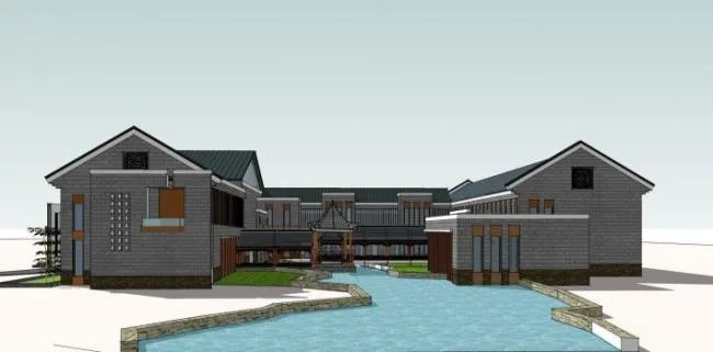 Sketchup文化模型|多层徽派接待中心，文化建筑，中式风格