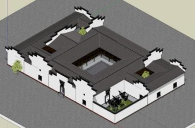 Sketchup住宅模型|徽派民居，中式风格，内院-BIM建筑网