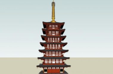 Sketchup古建筑模型|多层古塔，中式风格，古建-BIM建筑网