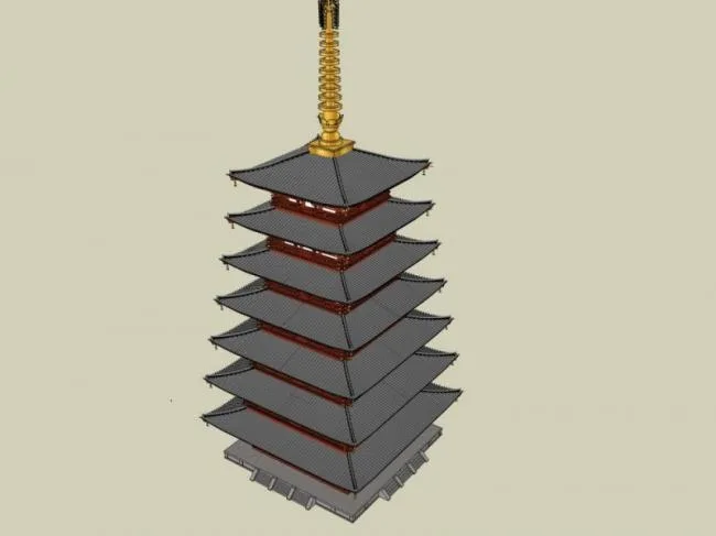 Sketchup古建筑模型|多层古塔，中式风格，古建