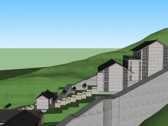 Sketchup文化模型|多层文化馆，文化建筑，中式风格