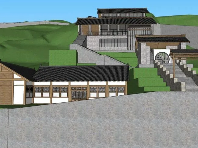 Sketchup文化模型|多层文化馆，文化建筑，中式风格