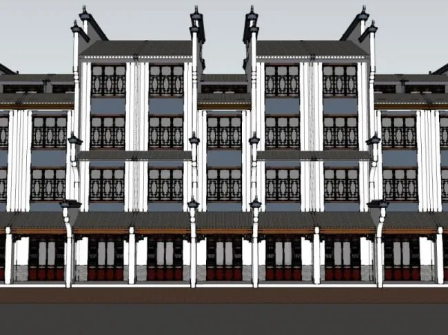 Sketchup住宅模型|徽派住宅，多层住宅