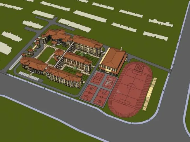 Sketchup学校模型|多层学校，校园教育建筑，古典风格