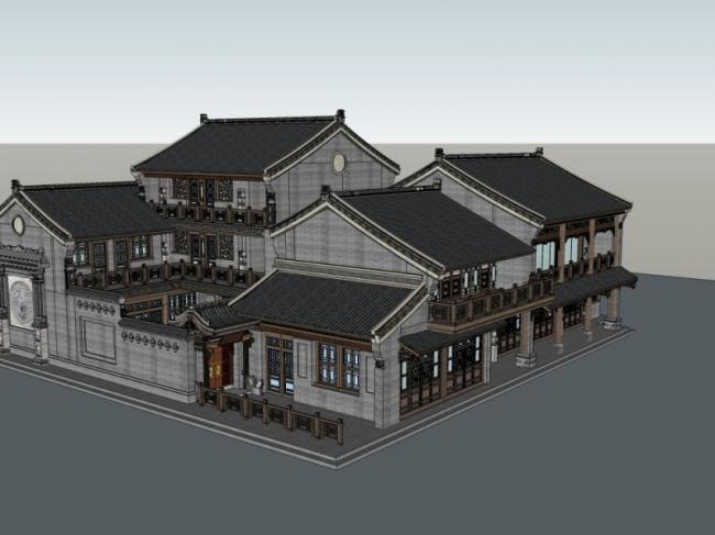 Sketchup住宅模型|晋派住宅，中式风格