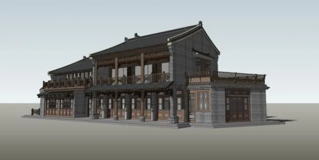 Sketchup住宅模型|晋派住宅，中式风格