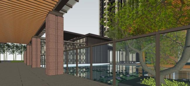 Sketchup景观模型|住宅景观，中式风格