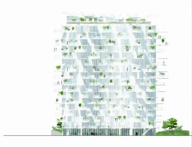BIM建筑|枝叶四散，挺立耸立的白色树塔公寓 / 藤本壮介等
