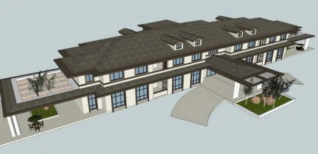 Sketchup商业模型|低层会所，现代风格