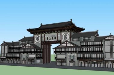 Sketchup商业模型|多层商业街，中式风格-BIM建筑网