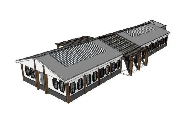 Sketchup体育馆模型|多层体育活动室，中式风格