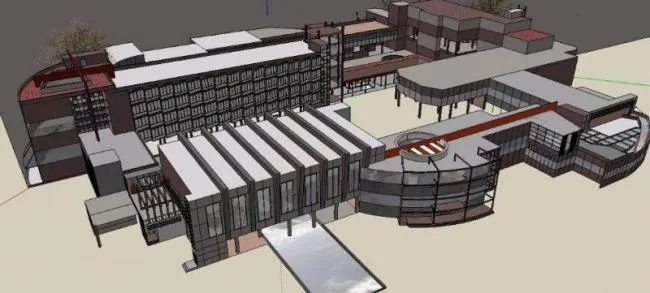 Sketchup文化模型|多层活动中心，文化建筑，现代风格