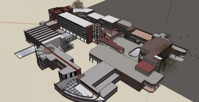 Sketchup文化模型|多层活动中心，文化建筑，现代风格
