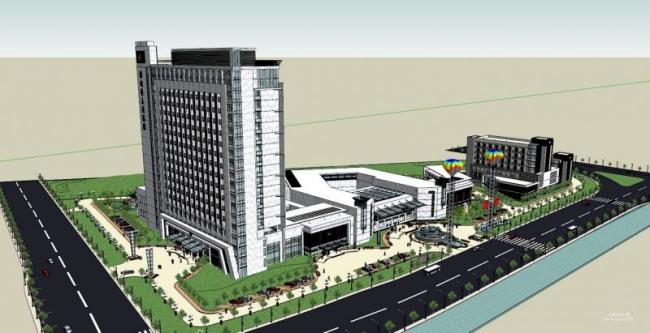 Sketchup医院模型|多高层医院，医疗建筑，现代风格