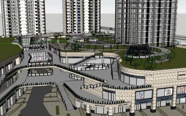 Sketchup住宅模型|高层住宅，底层商业，居住建筑，古典风格
