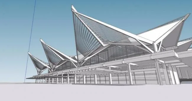 Sketchup车站路桥|杭州东火车站，低层，现代风格