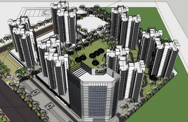 Sketchup住宅模型|高层住宅小区，现代风格