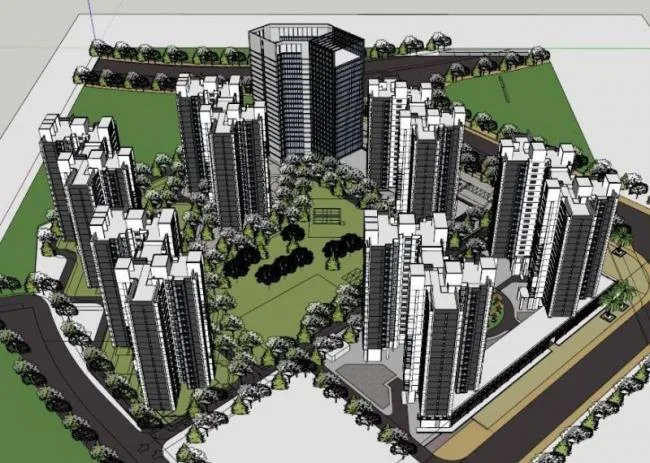 Sketchup住宅模型|高层住宅小区，现代风格