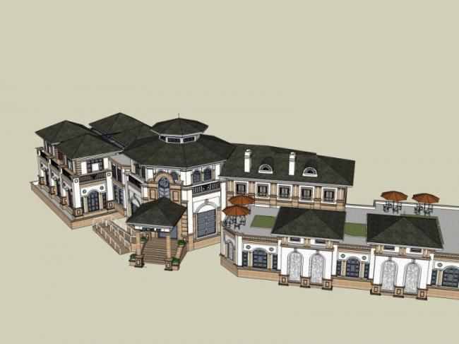 Sketchup商业模型|多层会所，古典风格