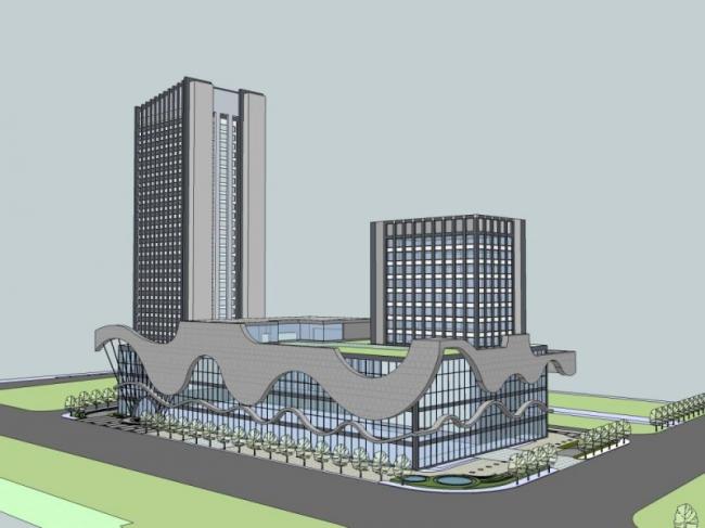 Sketchup综合体模型|多高层商业综合体，现代风格