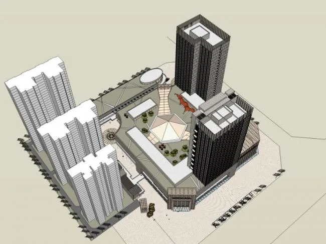 Sketchup综合体模型|超高层商业综合体，现代风格