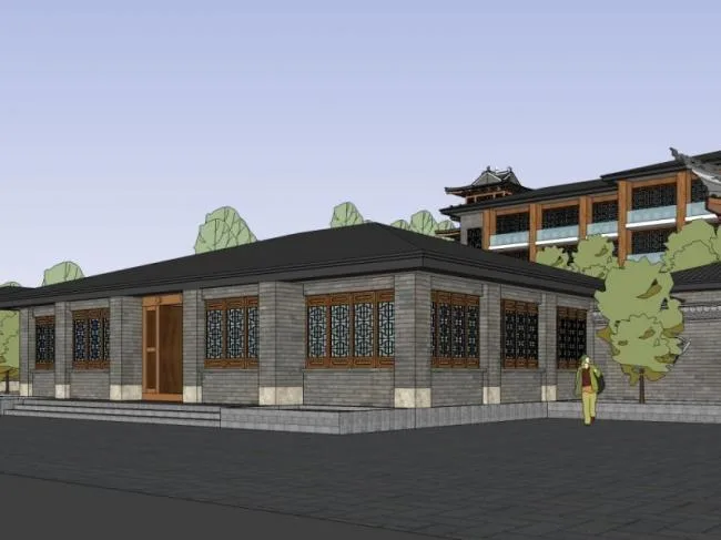 Sketchup酒店模型|度假酒店，中式风格