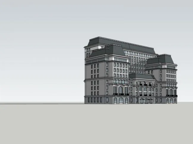 Sketchup酒店模型|多层办公酒店，现代风格