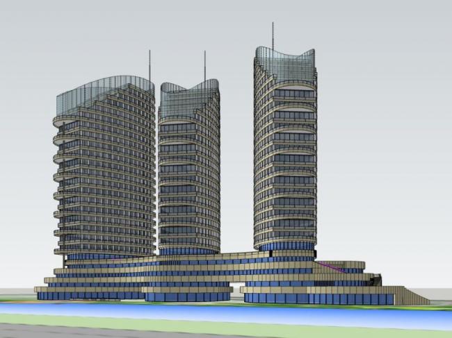 Sketchup综合体模型|多高层商业综合体，住宅，现代风格