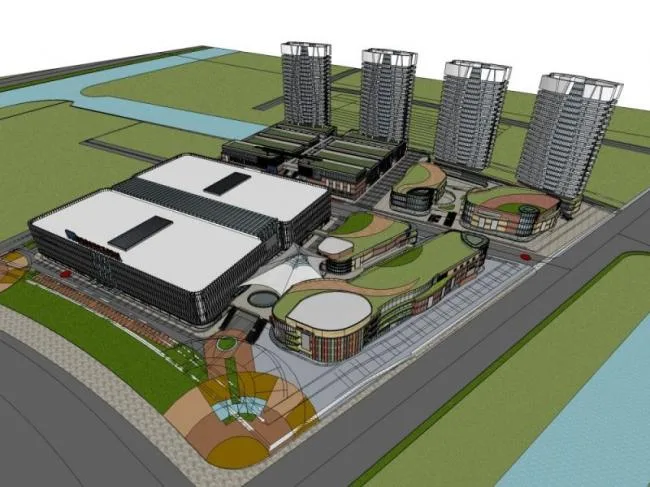Sketchup综合体模型|多高层商业综合体，住宅，现代风格