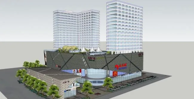 Sketchup综合体模型|多高层商业综合体，住宅，现代风格