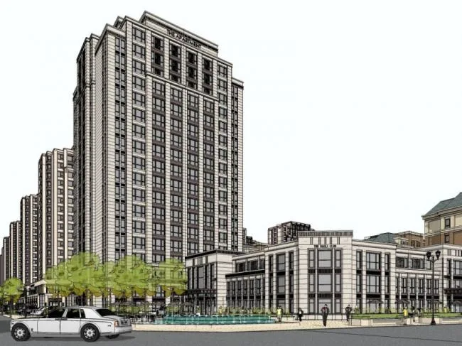 Sketchup住宅模型|高层住宅，底层商业，居住建筑，古典风格