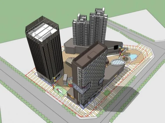 Sketchup综合体模型|多高层商业综合体，住宅，办公，现代风格