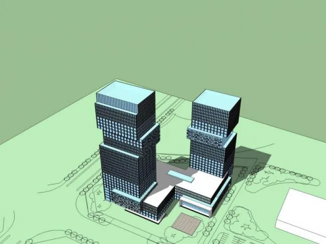 Sketchup办公模型|超高层办公楼，现代风格