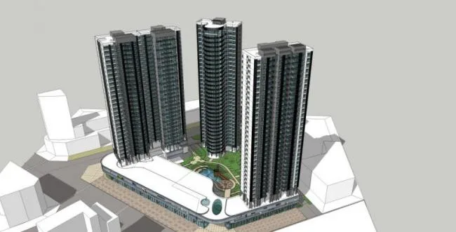 Sketchup住宅模型|超高层住宅，底层商业，居住建筑，现代风格