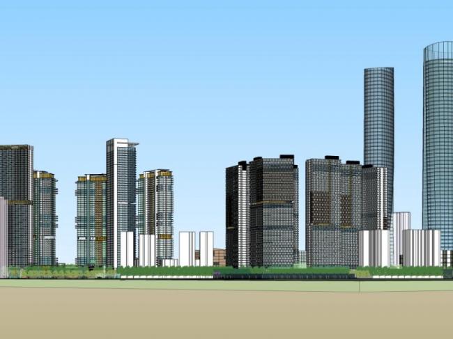 Sketchup综合体模型|超高层商业综合体，办公，酒店，住宅，现代风格