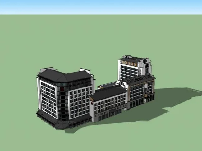 Sketchup办公模型|多高层办公楼，现代风格