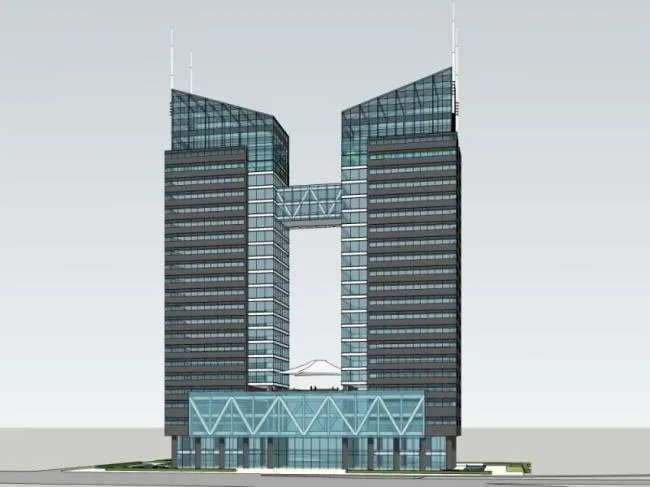 Sketchup办公模型|超高层办公楼，现代风格
