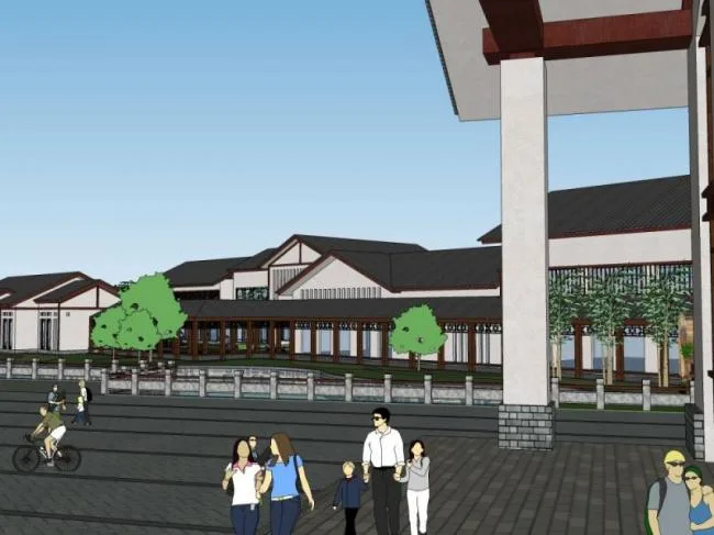 Sketchup酒店模型|多层度假酒店，中式风格