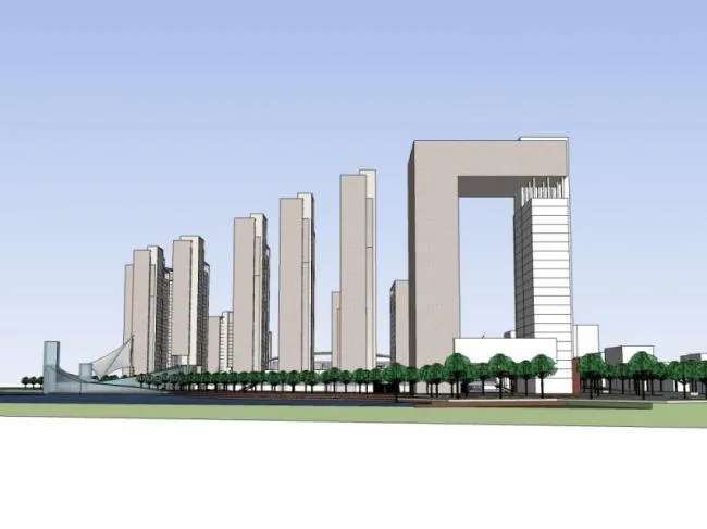 Sketchup综合体模型|多高层商业综合体，住宅，办公，现代风格