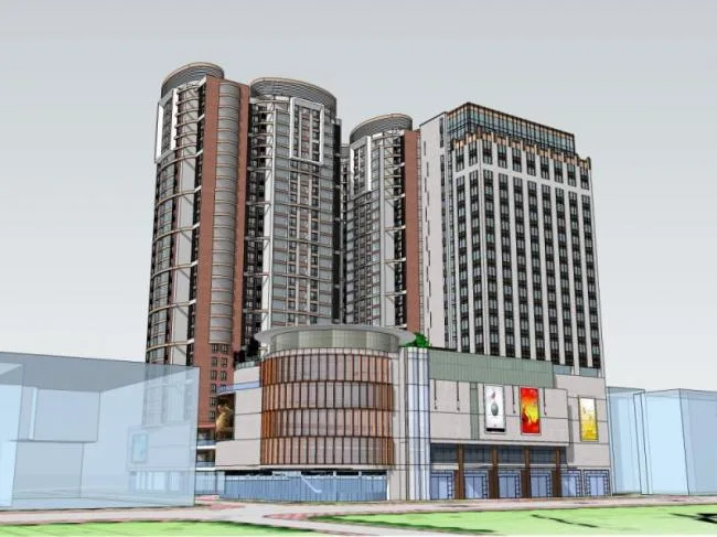Sketchup综合体模型|超高层商业综合体，住宅，办公，现代风格