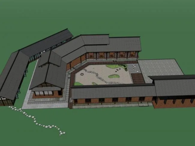 Sketchup商业模型|会所，日式风格，日式枯山水