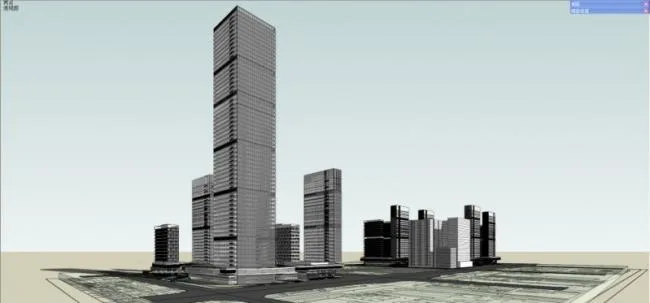 Sketchup办公模型|超高层，CBD中央办公区，现代风格