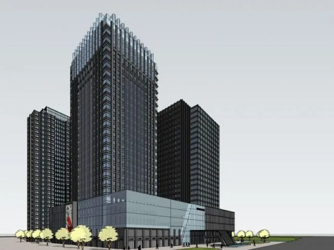 Sketchup综合体模型|多高层商业综合体，办公，住宅，现代风格