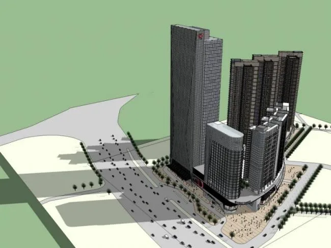 Sketchup综合体模型|超高层综合体，商业，酒店，办公，住宅，现代风格