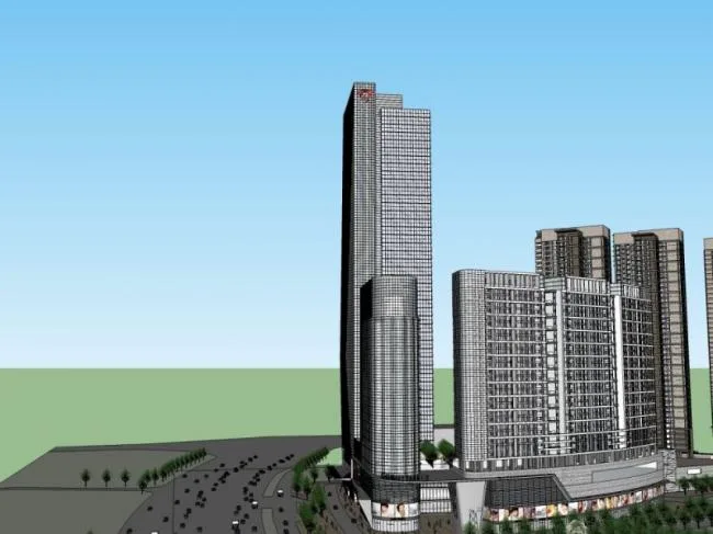Sketchup综合体模型|超高层综合体，商业，酒店，办公，住宅，现代风格